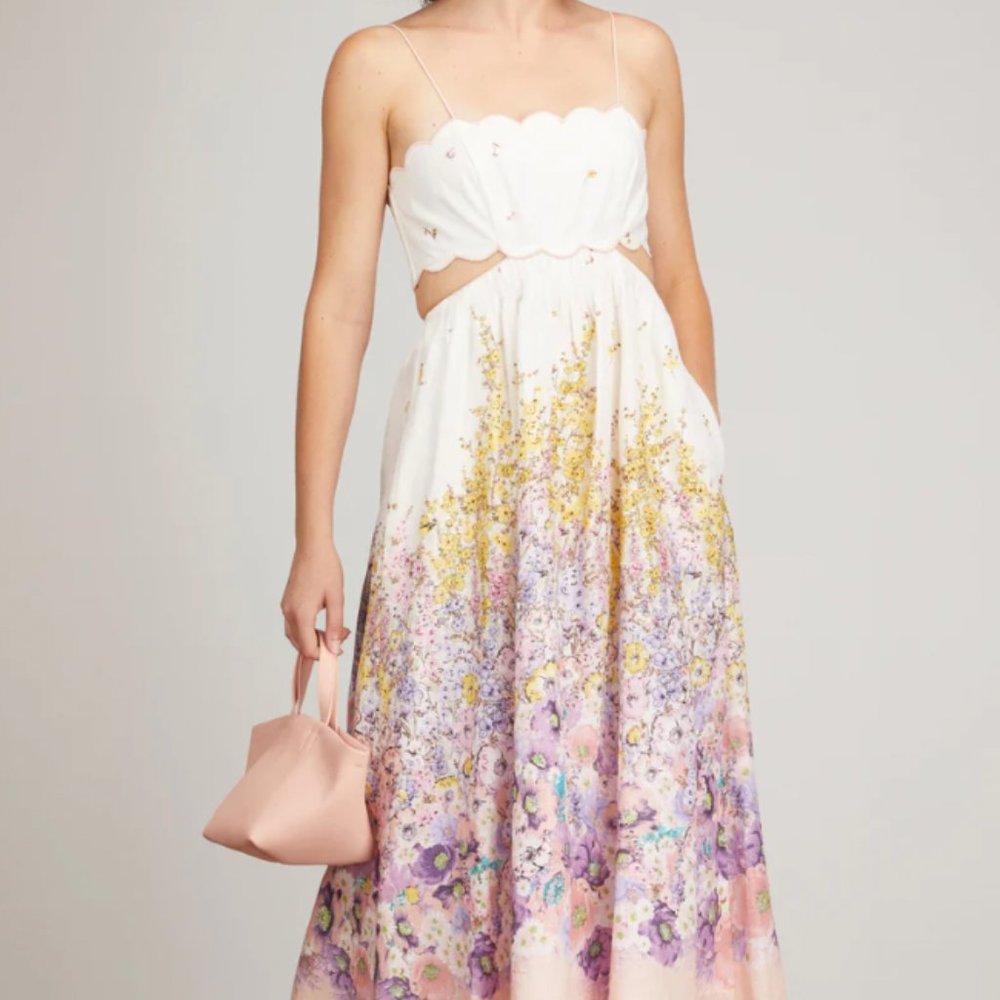 Zimmermann scalloped floral midi dress Size 2